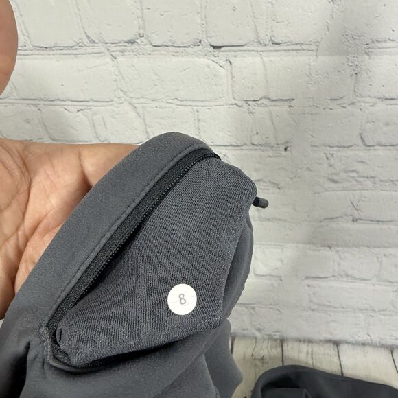 Lululemon Run Free Pants Women Size 8 Gray Pockets Coal Heathered Mid Rise Cozy - Picture 5 of 14